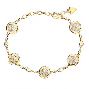 GUESS STEEL SPINNING BLOOM  Βραχιόλι Χρυσό Λευκές Πέτρες JUBB06466JWYGL 