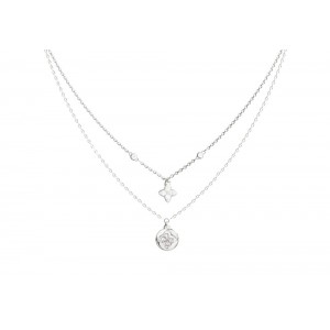 GUESS STEEL SPINNING BLOOM Κολιέ Διπλή Αλυσίδα Με Λογότυπο JUBN06468JWRHT