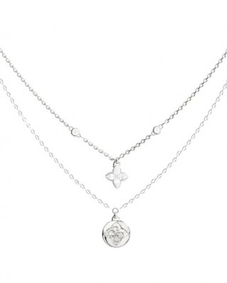 GUESS STEEL SPINNING BLOOM Κολιέ Διπλή Αλυσίδα Με Λογότυπο JUBN06468JWRHT