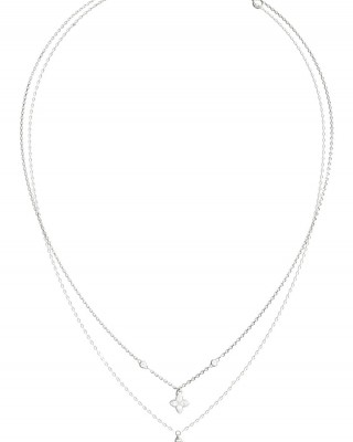 GUESS STEEL SPINNING BLOOM Κολιέ Διπλή Αλυσίδα Με Λογότυπο JUBN06468JWRHT