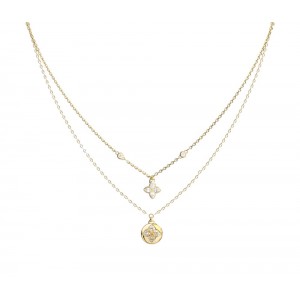 GUESS STEEL SPINNING BLOOM Κολιέ Διπλή Αλυσίδα Με Λογότυπο JUBN06468JWYGT