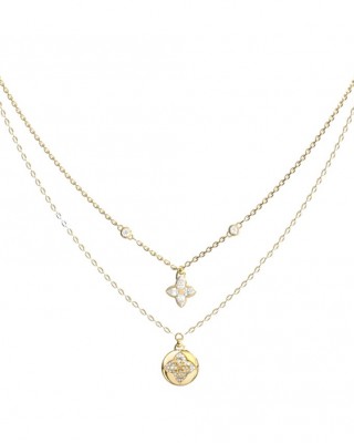 GUESS STEEL SPINNING BLOOM Κολιέ Διπλή Αλυσίδα Με Λογότυπο JUBN06468JWYGT