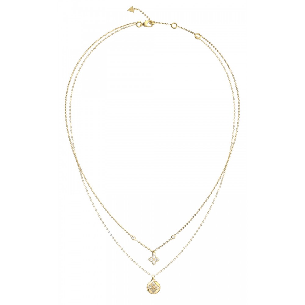GUESS STEEL SPINNING BLOOM Κολιέ Διπλή Αλυσίδα Με Λογότυπο JUBN06468JWYGT