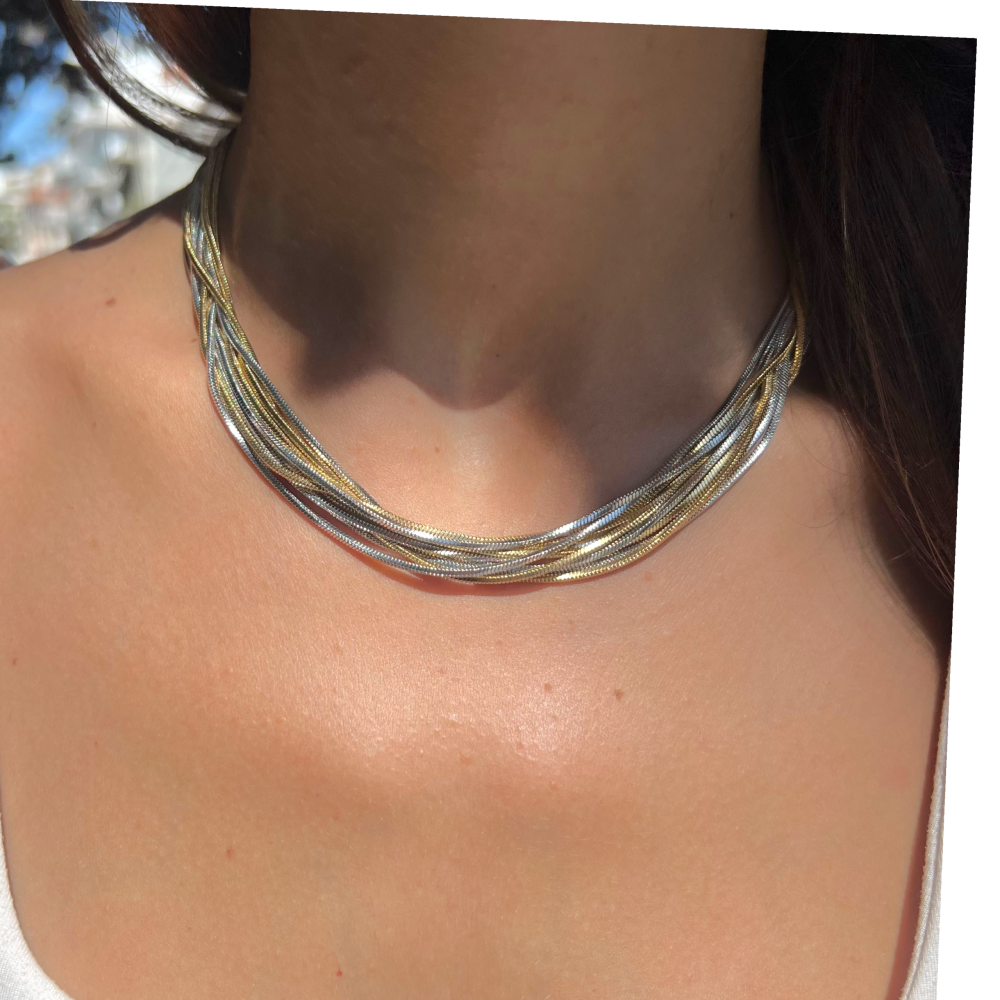 GUESS BLINDING LIGHTS Κολιέ Δίχρωμο Ανοξείδωτο Ατσάλι JUBN04442JWYGRHT/U