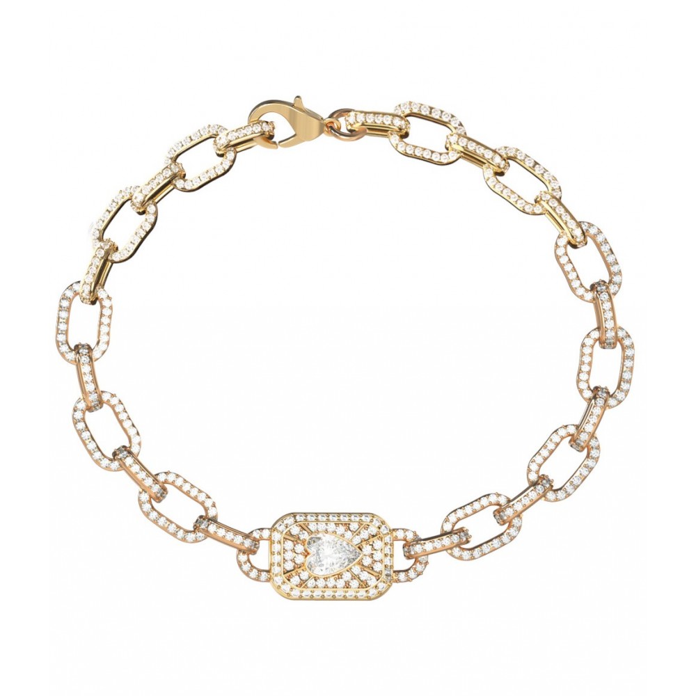 GUESS STEEL CRYSTAL LOVE Βραχιόλι Καρδιά Χρυσό Λευκά Ζιργκόν JUBB06350JWYGL
