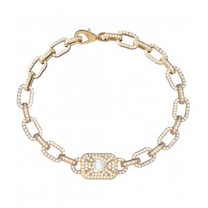 GUESS STEEL CRYSTAL LOVE Βραχιόλι Καρδιά Χρυσό Λευκά Ζιργκόν JUBB06350JWYGL
