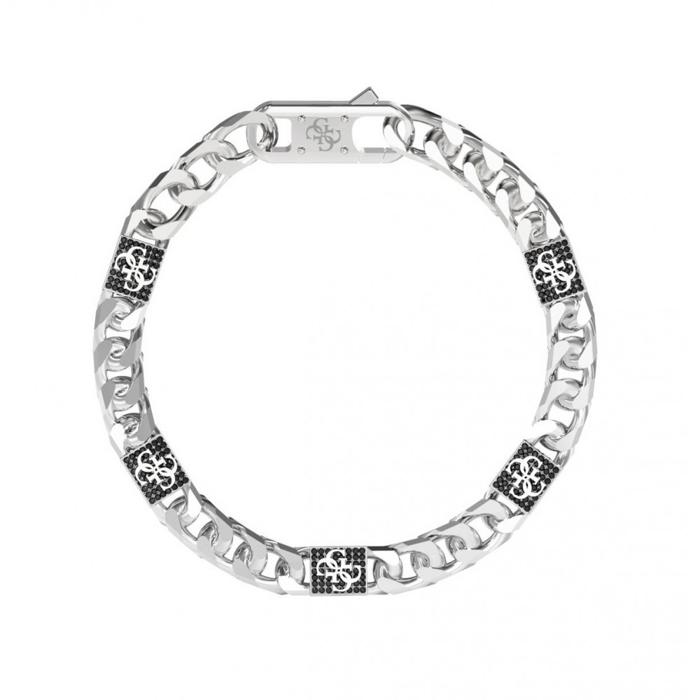 GUESS STEEL G FRONTIERS Βραχιόλι Δίχρωμο με Μαύρα Κρύσταλλα JUMB06027JWSTL