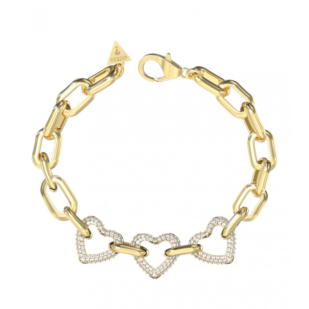 GUESS STEEL BELOVED Βραχιόλι Χρυσό Με Καρδιές Με Πέτρες JUBB06012JWYGL 
