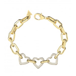 GUESS STEEL BELOVED Βραχιόλι Χρυσό Με Καρδιές Με Πέτρες JUBB06012JWYGL 