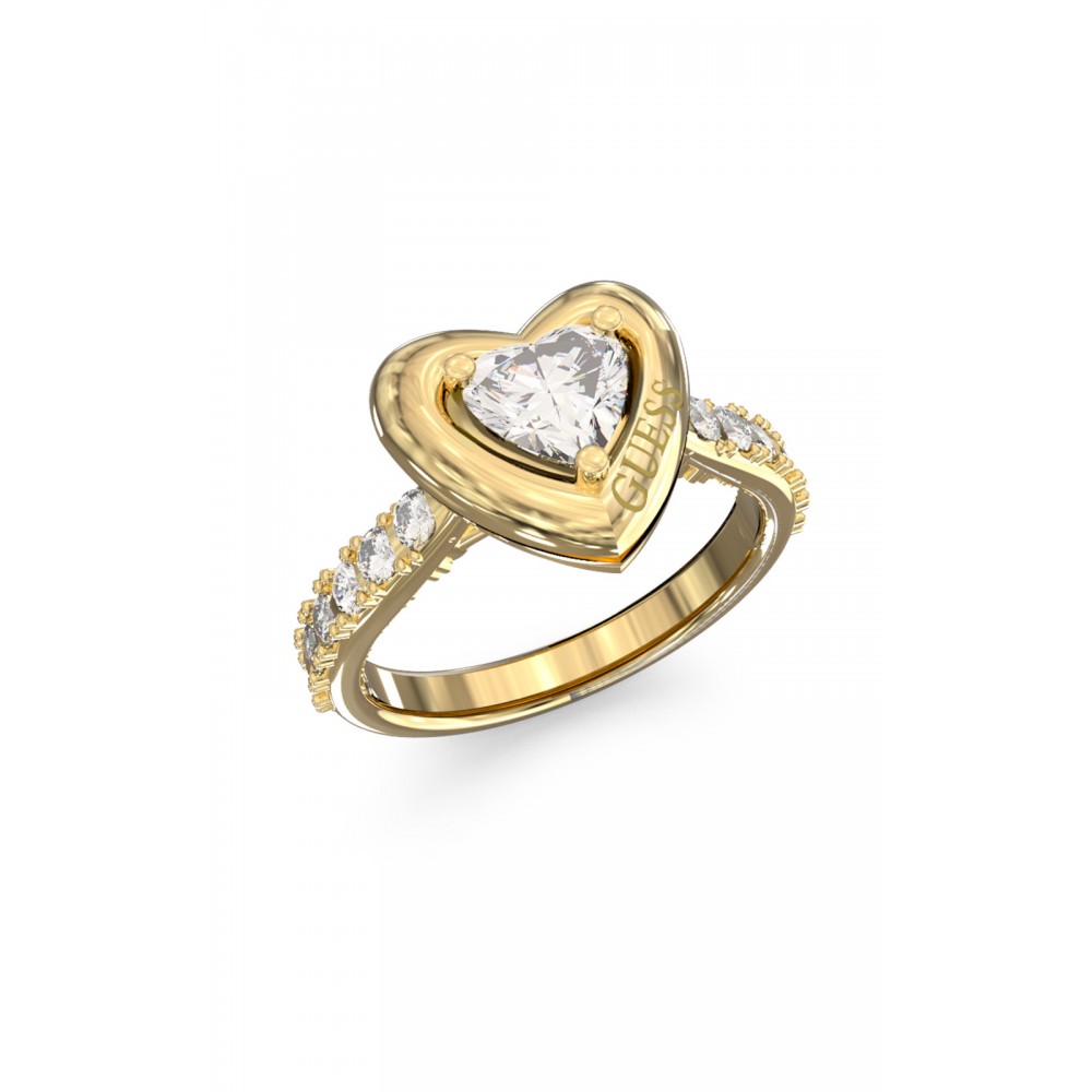 GUESS STEEL BELOVED Δαχτυλίδι Καρδιά Χρυσό Με Πέτρες JUBR06018JWYG54