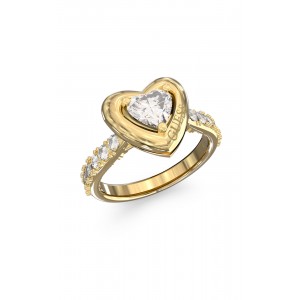 GUESS STEEL BELOVED Δαχτυλίδι Καρδιά Χρυσό Με Πέτρες JUBR06018JWYG54