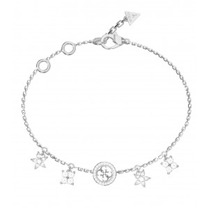 GUESS STEEL SECRET GARDEN Βραχιόλι Ασημένιο Λουλούδια JUBB06033JWRHL 