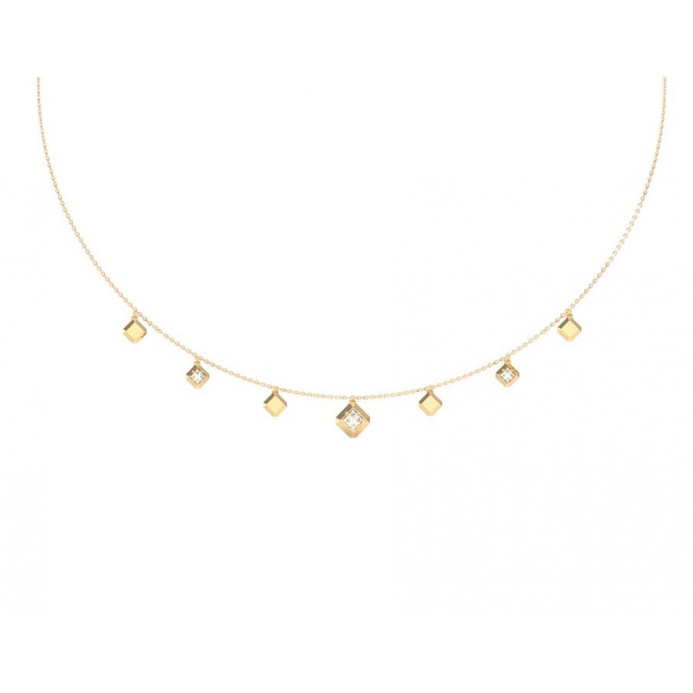 GUESS STEEL ACE OF DIAMONDS Κολιέ Χρυσό Λευκά Κρύσταλλα JUBN06178JWYGT/U