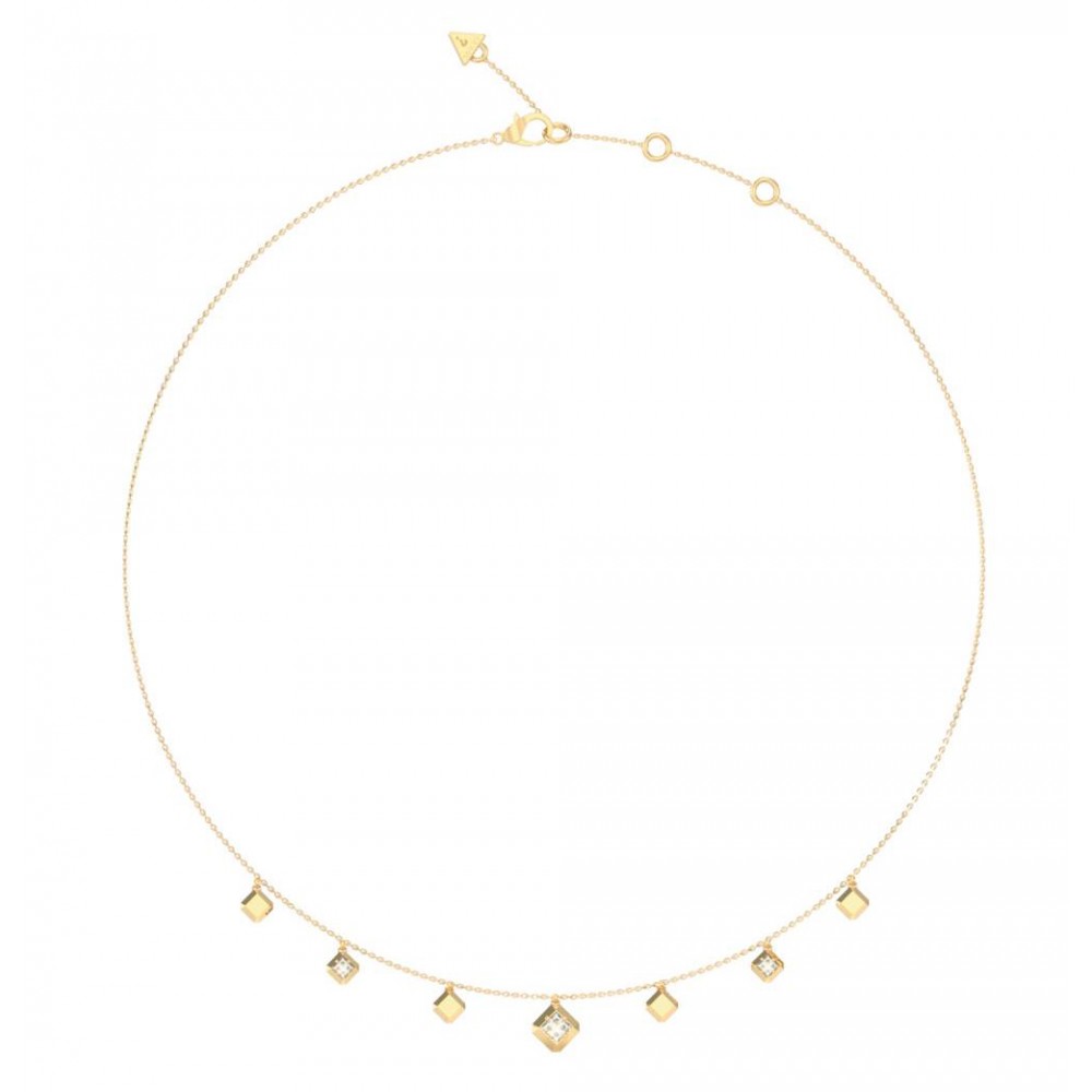GUESS STEEL ACE OF DIAMONDS Κολιέ Χρυσό Λευκά Κρύσταλλα JUBN06178JWYGT/U