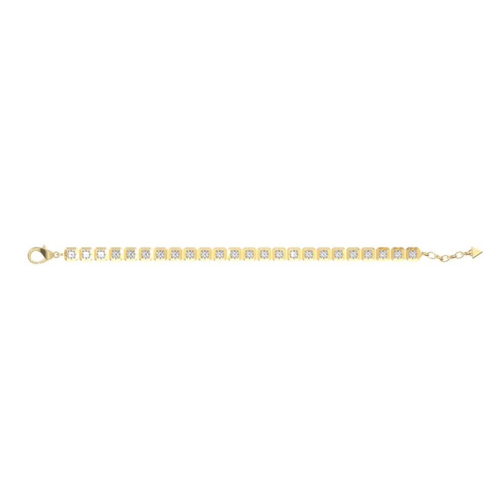 GUESS STEEL ACE OF DIAMONDS Βραχιόλι Χρυσό Λευκά Ζιργκόν JUBB06174JWYGL 