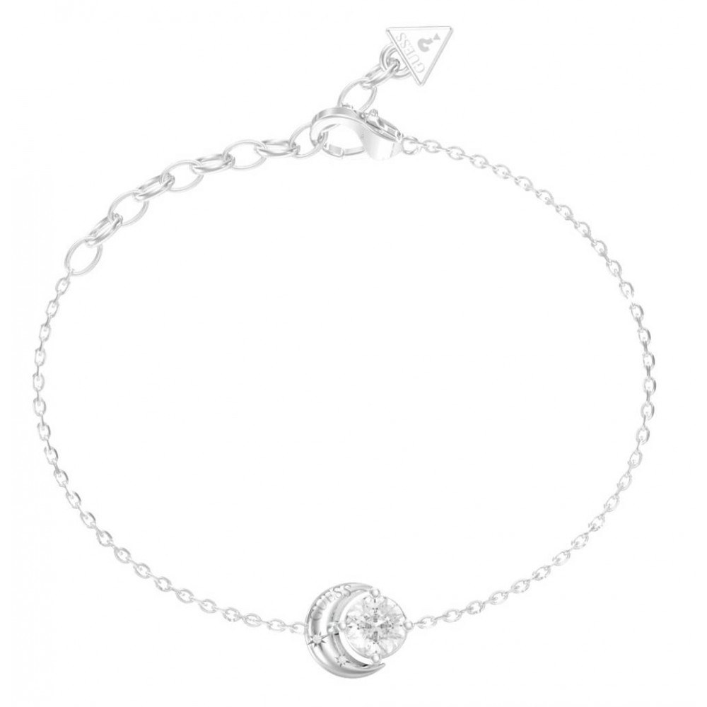 GUESS STEEL AURORA Βραχιόλι Ασημένιo Αλυσίδα Λευκά Ζιργκόν JUBB06234JWRHL