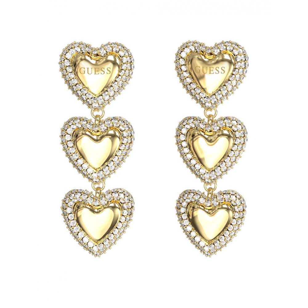 GUESS STEEL BELOVED Σκουλαρίκια Xρυσά Καρδιές JUBE06011JWYGT