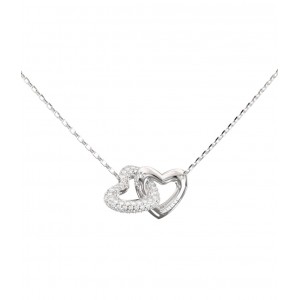 GUESS  STEEL BELOVED Κολιέ Ασημένιο Με Δύο Καρδιές JUBN06013JWRHT