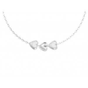 GUESS STEEL BY YOUR SIDE Κολιέ Ασημένιο Με Τρεις Καρδιές JUBN06078JWRHT