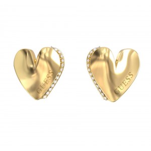 GUESS STEEL BY YOUR SIDE Σκουλαρίκια Χρυσές Καρδιές JUBE06089JWYGT/U
