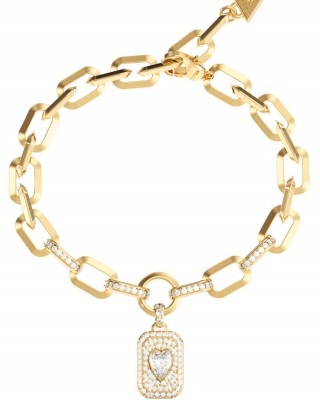 GUESS STEEL CRYSTAL LOVE Βραχιόλι Καρδιά Χρυσό JUBB06348JWYGL