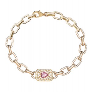 GUESS STEEL CRYSTAL LOVE Βραχιόλι Καρδιά Χρυσό Λευκά Ροζ Ζιργκόν JUBB06350JWYGPKL