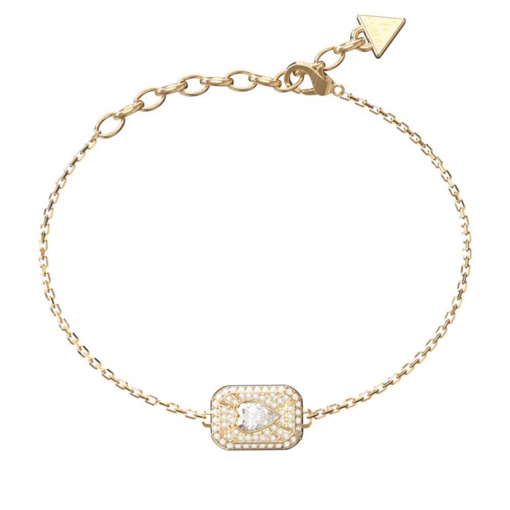 GUESS STEEL CRYSTAL LOVE Βραχιόλι Καρδιά Χρυσό Λευκά Ζιργκόν JUBB06352JWYGL