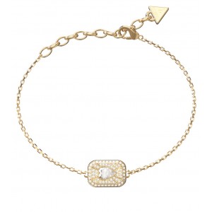 GUESS STEEL CRYSTAL LOVE Βραχιόλι Καρδιά Χρυσό Λευκά Ζιργκόν JUBB06352JWYGL
