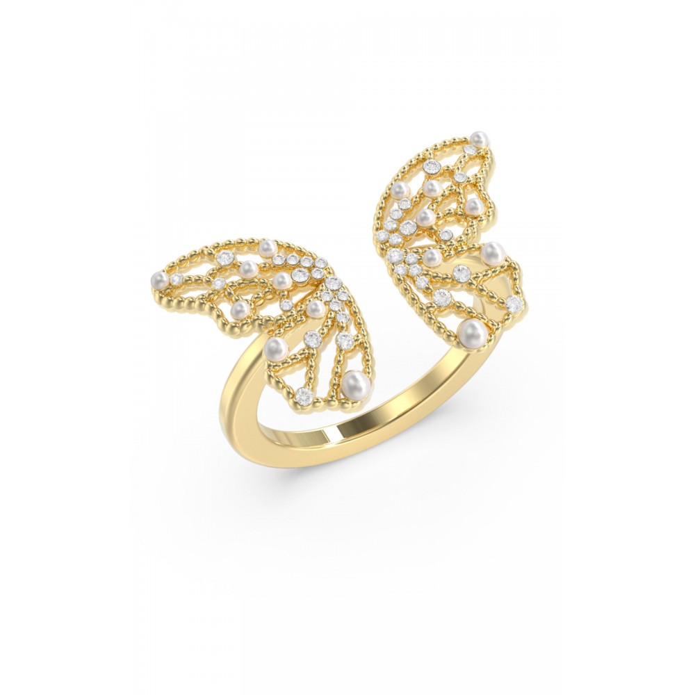 GUESS STEEL BORBOLETA Δαχτυλίδι Χρυσό Με Πέτρες JUBR06118JWYG54