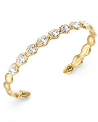 GUESS STEEL DIVINE Χειροπέδα Βραχιόλι Χρυσό Λευκά Ζιργκόν JUBB06310JWYGL