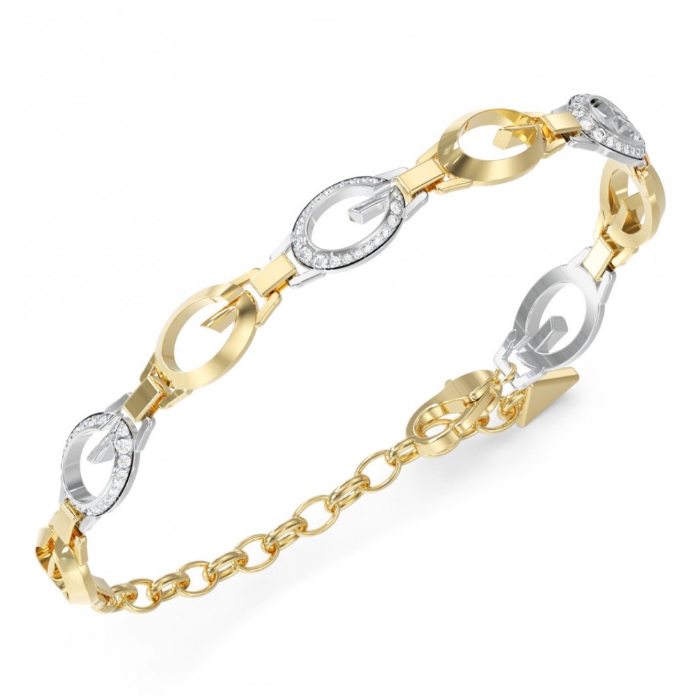 GUESS STEEL G CAMDEN Βραχιόλι Δίχρωμο Ασημί Χρυσό JUBB06343JWYGRHL