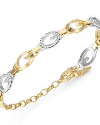 GUESS STEEL G CAMDEN Βραχιόλι Δίχρωμο Ασημί Χρυσό JUBB06343JWYGRHL
