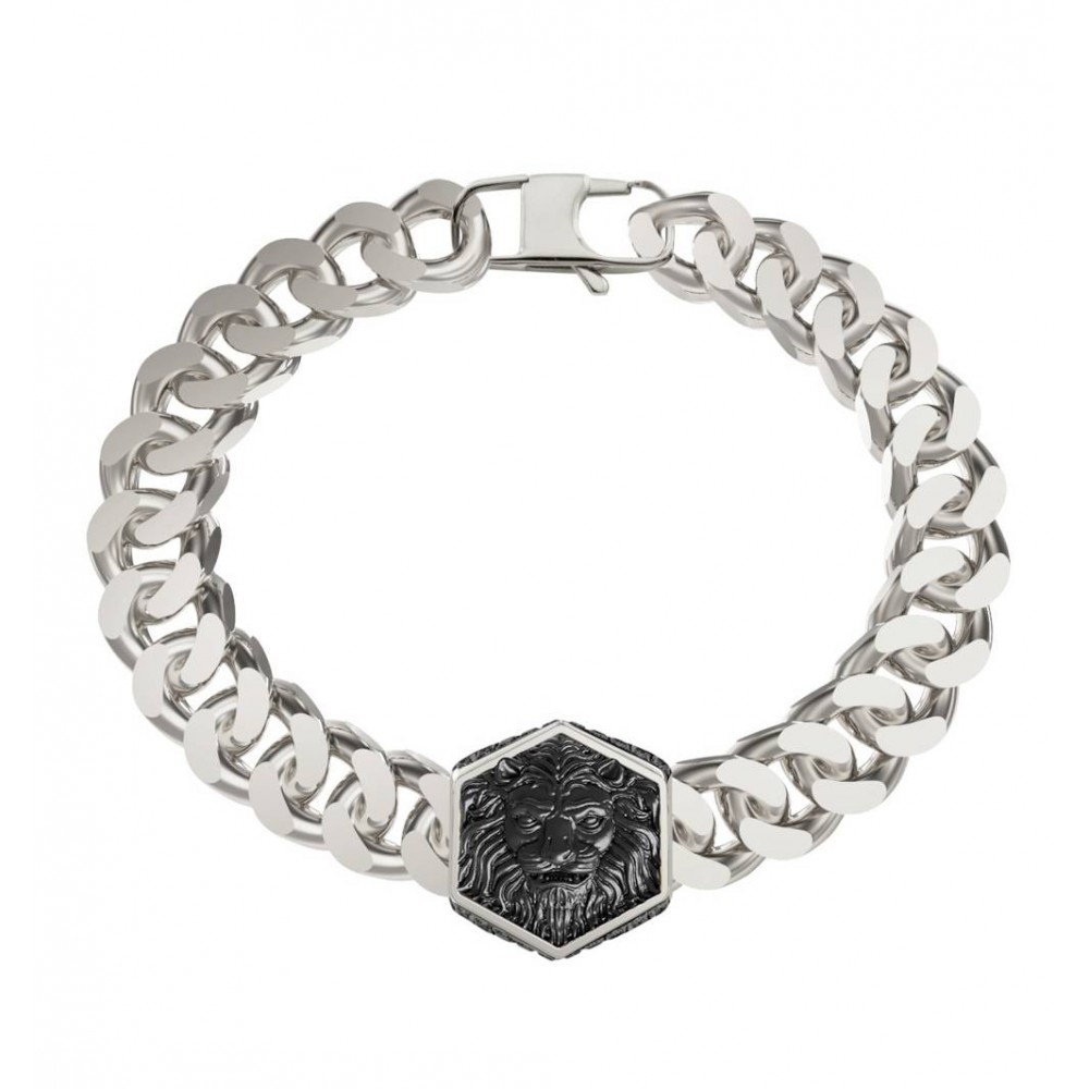 GUESS STEEL LION KING Βραχιόλι Δίχρωμο JUMB06001JWSTL