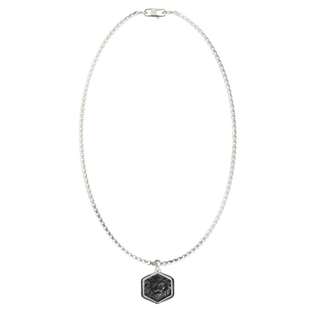 Guess Ανδρικό Κολιέ STEEL LION KING Ασημί Ανοξείδωτο Ατσάλι JUMN06002JWSTT/U
