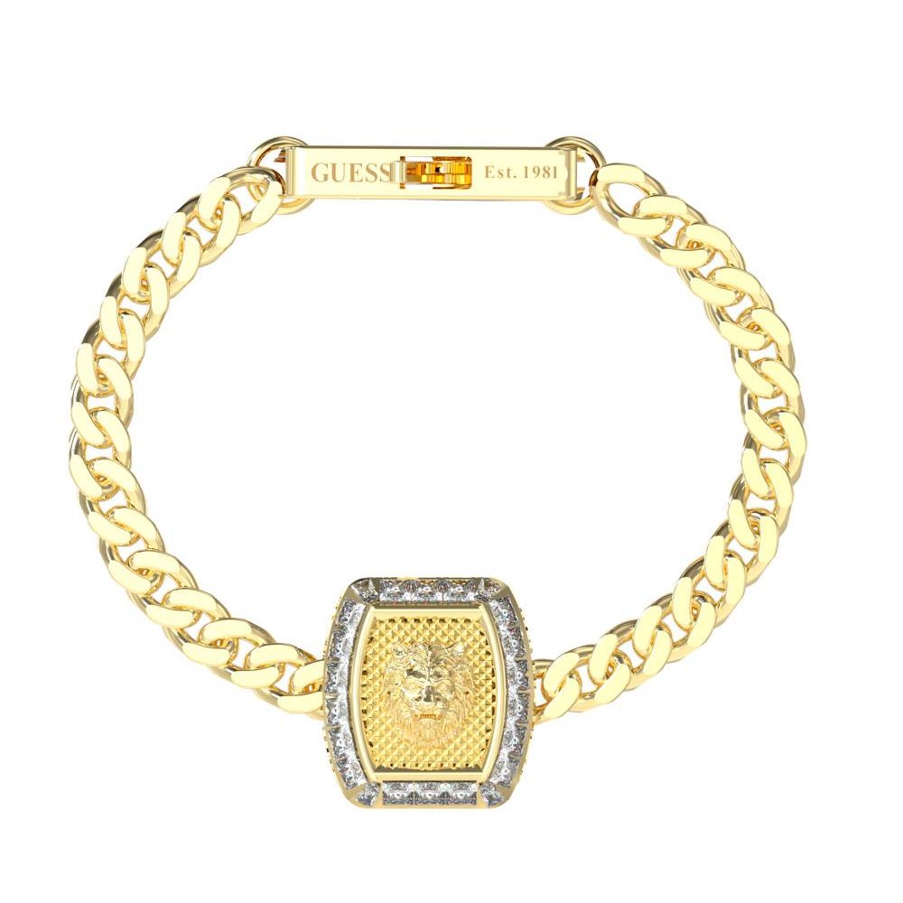 GUESS STEEL LION KING Βραχιόλι Χρυσό Λιοντάρι JUMB05009JWYGL
