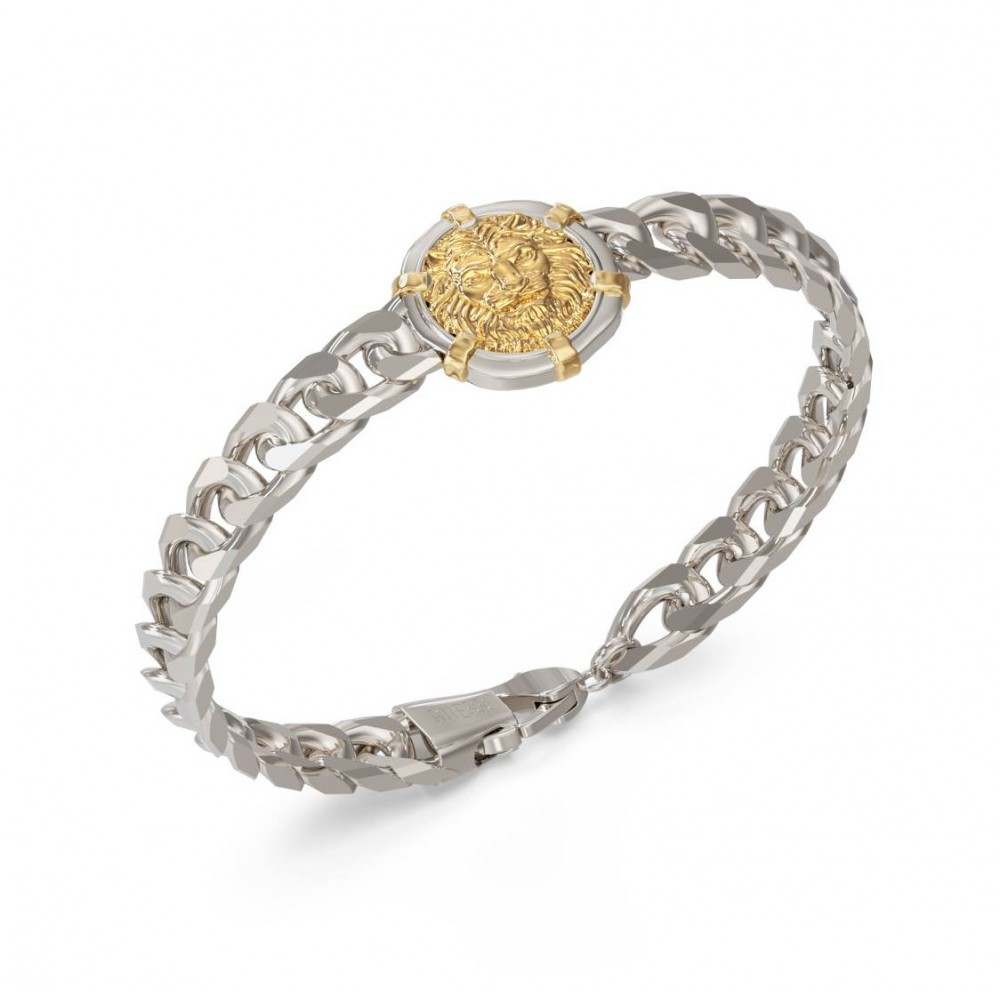 GUESS STEEL LION LEGACY Βραχιόλι Δίχρωμο JUMB06060JWYGSTL