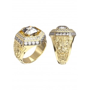 GUESS STEEL LIONESS QUEEN Δαχτυλίδι Λιοντάρι Χρυσό JUBR06187JWYG