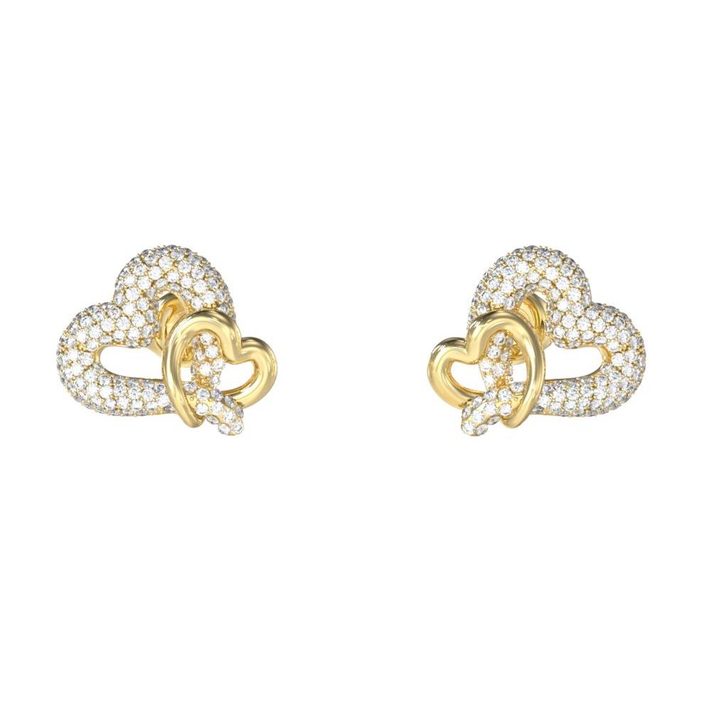 GUESS STEEL LOVE BITES JUBE06054JWYGT/U Σκουλαρίκια Χρυσά Καρδιές JUBE06054JWYGT/U