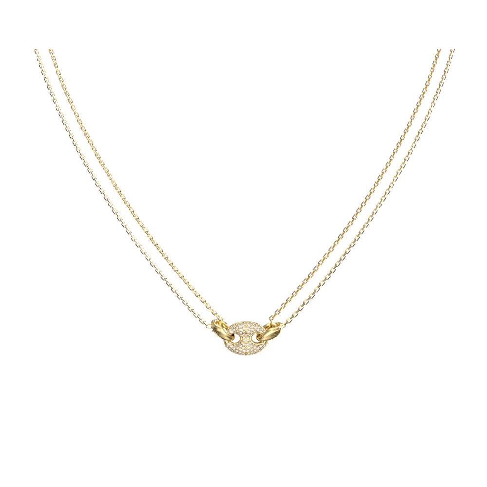 GUESS STEEL MARINA Κολιέ Χρυσό Διπλή Αλυσίδα JUBN06220JWYGT/U