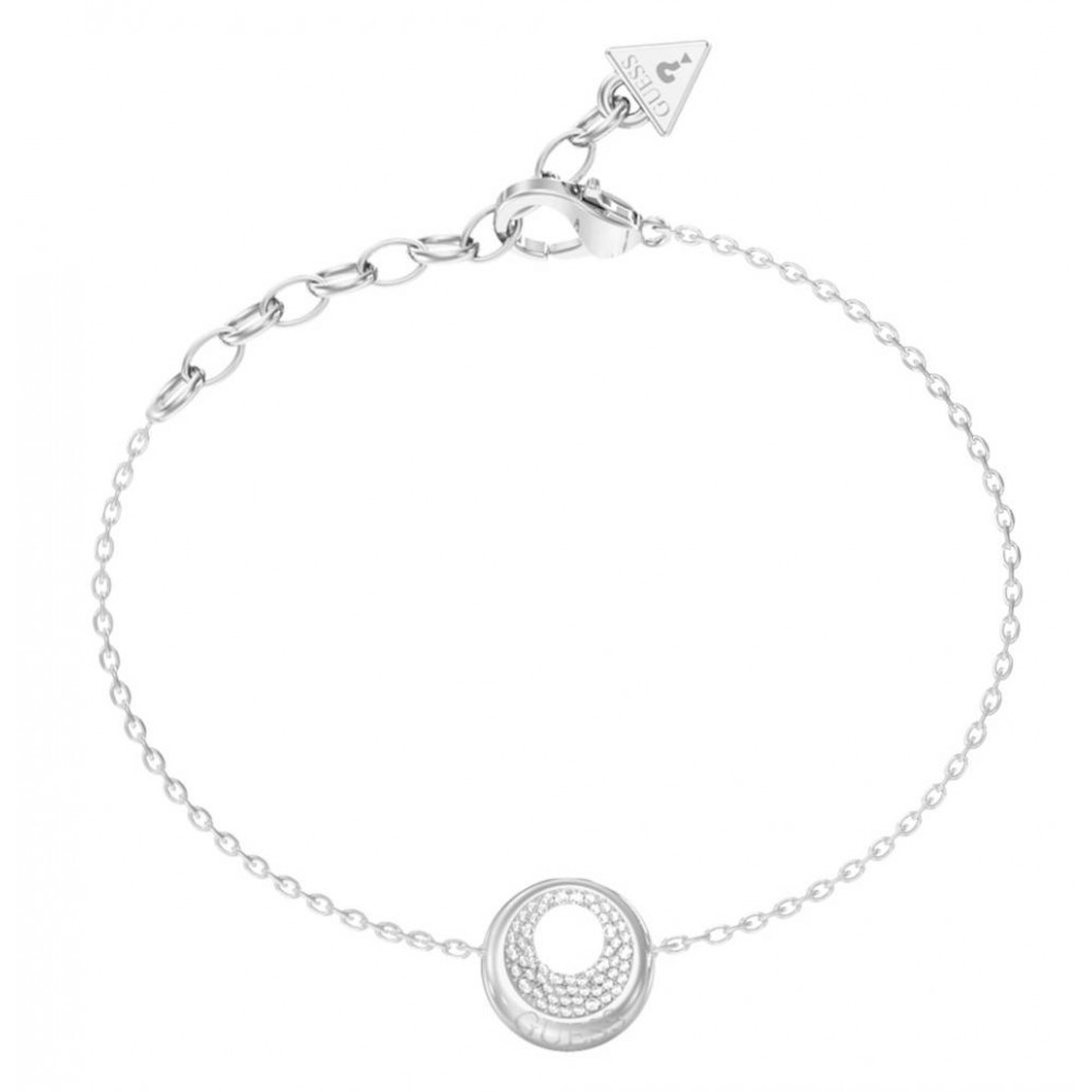 GUESS STEEL MOON DROPS Βραχιόλι Φεγγάρι Αλυσίδα Λευκά Ζιργκόν JUBB06246JWRHL