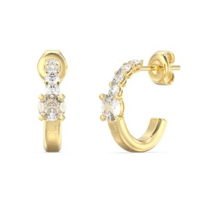 GUESS STEEL PIERCING STUDIO Σκουλαρίκια Κρίκοι Λευκά Ζιργκόν JUBE06272JWYGT