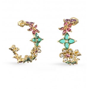 GUESS STEEL SECRET GARDEN  Κρίκοι Χρυσοί Πολύχρωμα Λουλούδια JUBE06031JWYGMCT