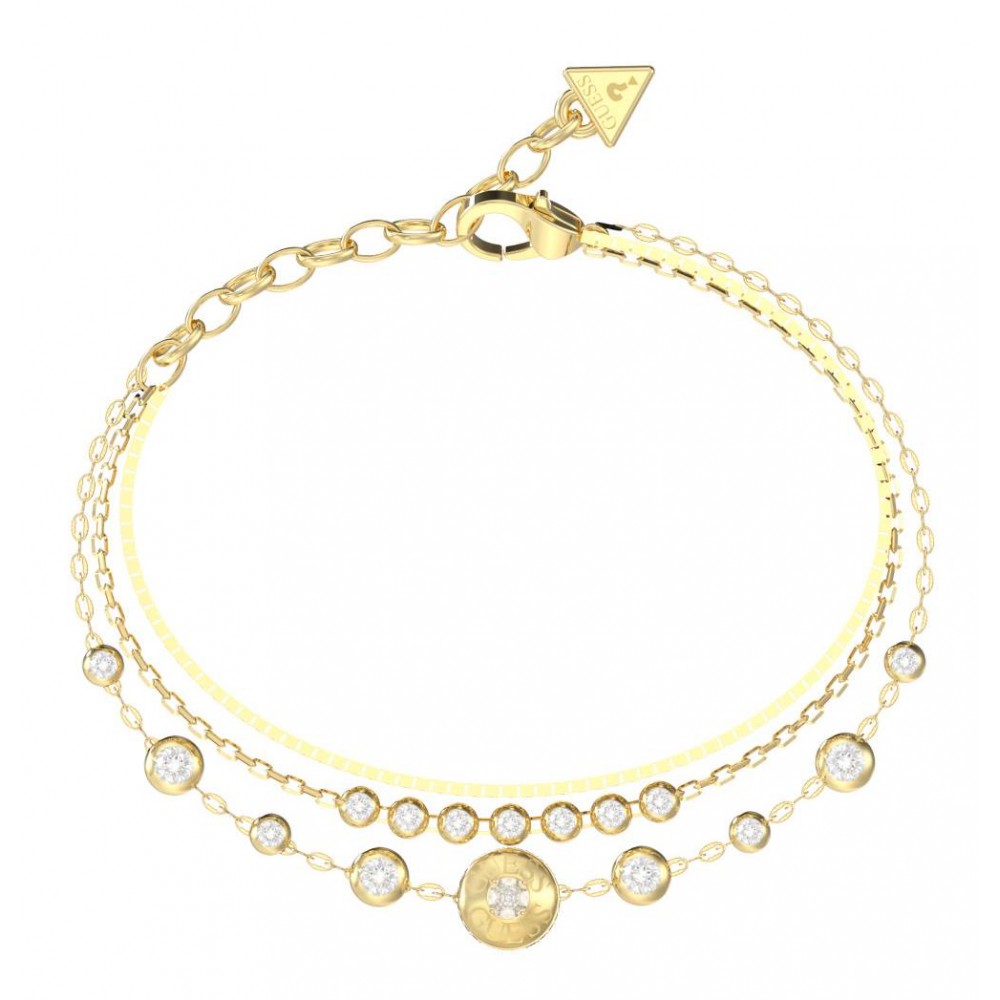 GUESS STEEL SPARKS Βραχιόλι Επίχρυσο Τριπλή Αλυσίδα JUBB06279JWYGL
