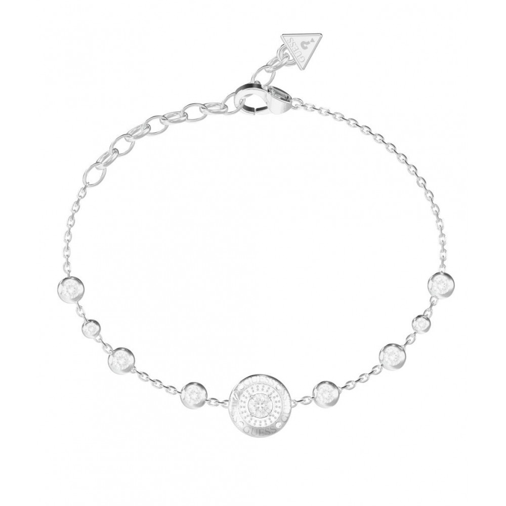 GUESS STEEL SPARKS Βραχιόλι Ασημί Λευκά Ζιργκόν JUBB06274JWRHL 