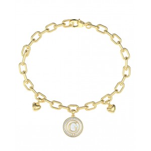 GUESS STEEL G TALISMAN Βραχιόλι Χρυσό Λευκά Ζιργκόν JUBB06197JWYGL 