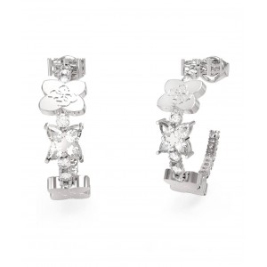 GUESS STEEL WILD FLOWER Κρίκοι Ασημένιοι Με Πέτρες JUBE05505JWRHT/U