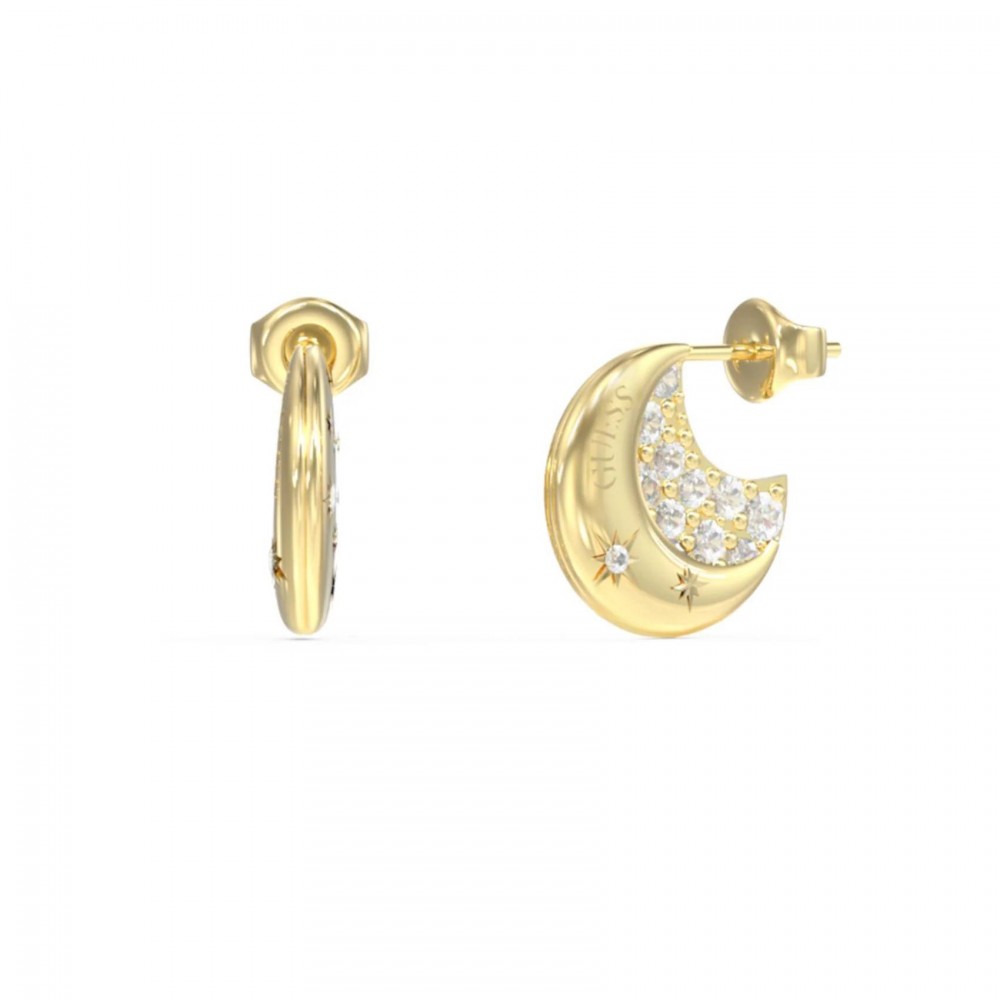 GUESS STEEL AURORA Σκουλαρίκια Κρίκοι Λευκά Ζιργκόν JUBE06229JWYGT