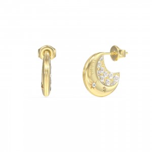 GUESS STEEL AURORA Σκουλαρίκια Κρίκοι Λευκά Ζιργκόν JUBE06229JWYGT