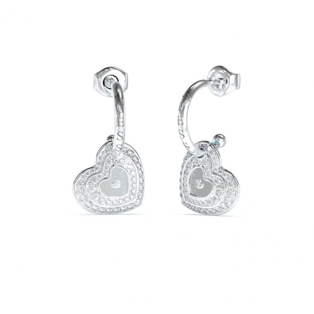 GUESS STEEL AMAMI Ασημένια Σκουλαρίκια Καρδιές JUBE04032JWRHT/U 
