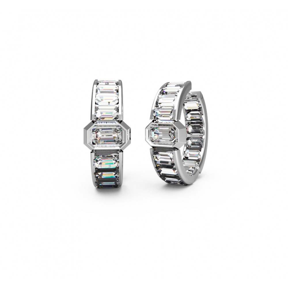 GUESS HASHTAG Ασημένια Σκουλαρίκια Κρίκοι με κρύσταλλα JUBE04253JWRHT/U